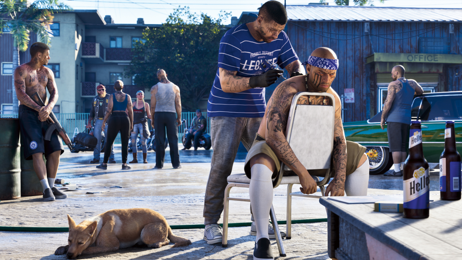 Séance de tatouage dans un quartier de Leonida — GTA VI